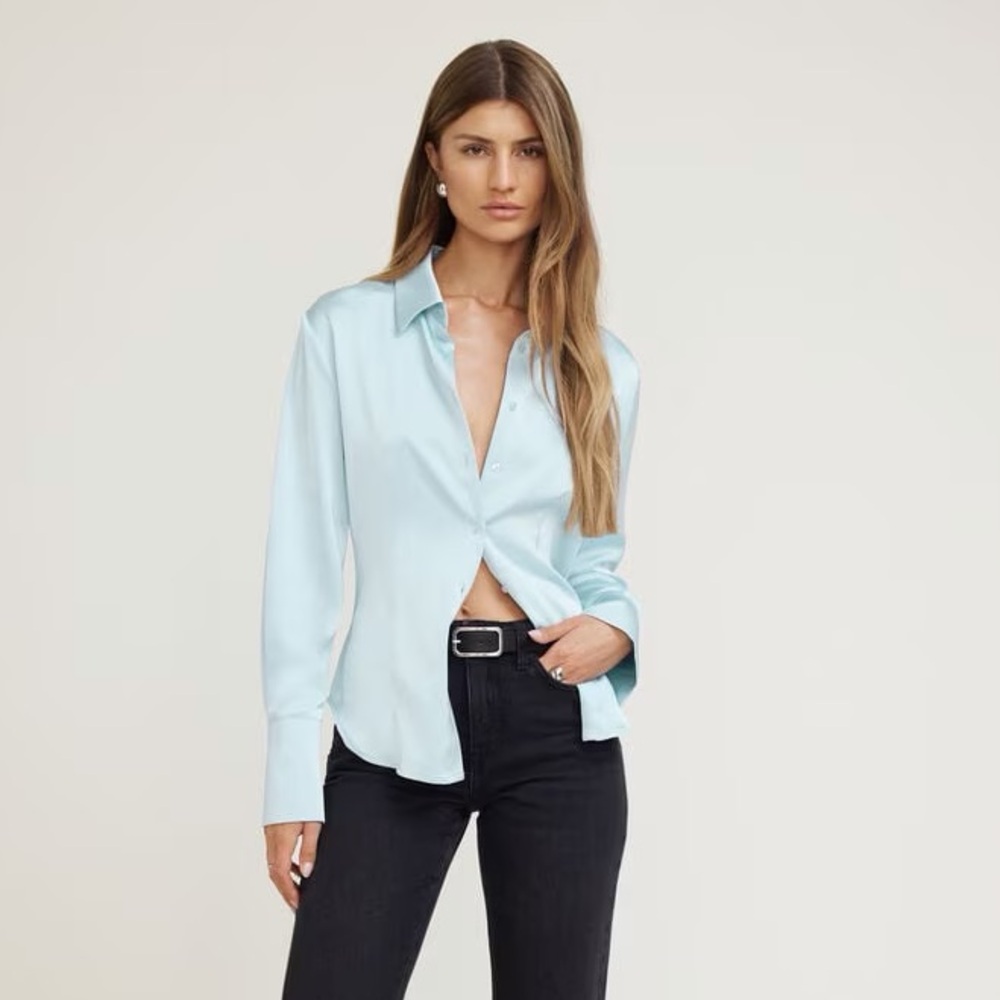 Dynamite Light Blue Satin Blouse